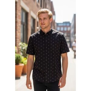 Aéropostale Men's XL Black Short Sleeve‎ Button-Up Shirt Casual preppy timeless